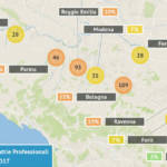 Infografica Emilia-Romagna con malattie asbesto-correlate per frequenza e tassi di incidenza