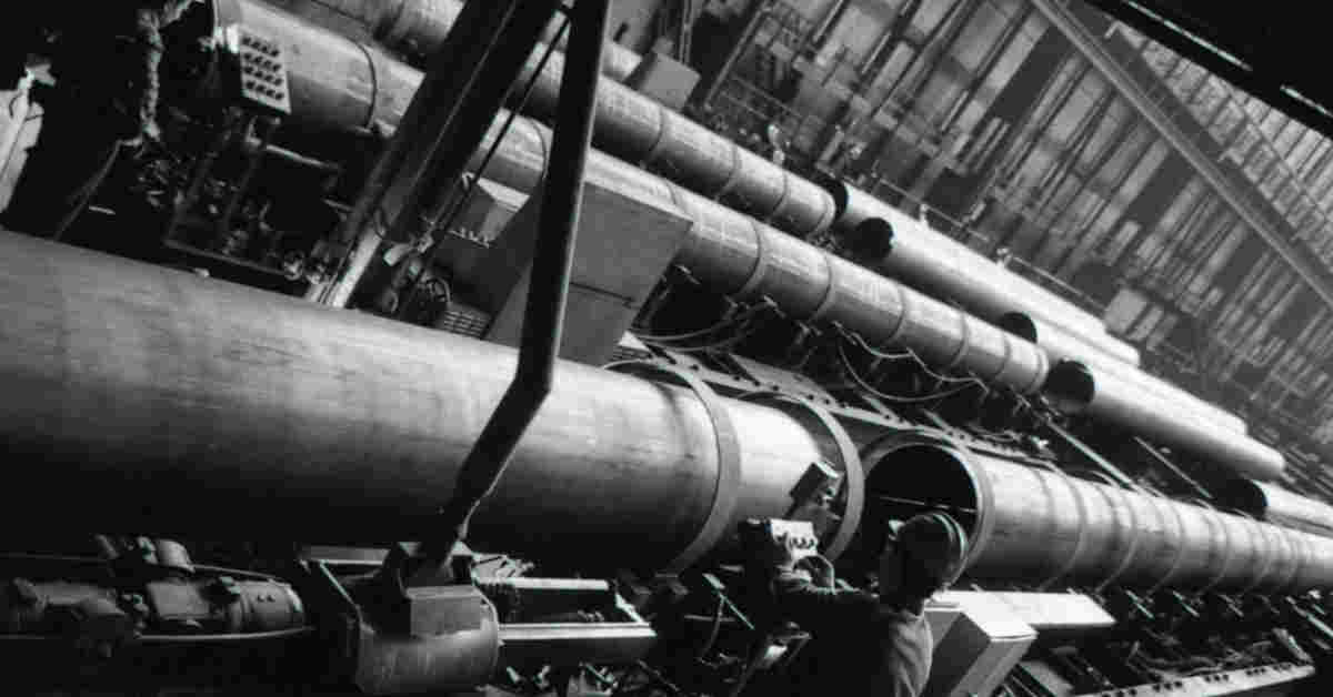 Immagine dell'acciaieria di Taranto nel 1964